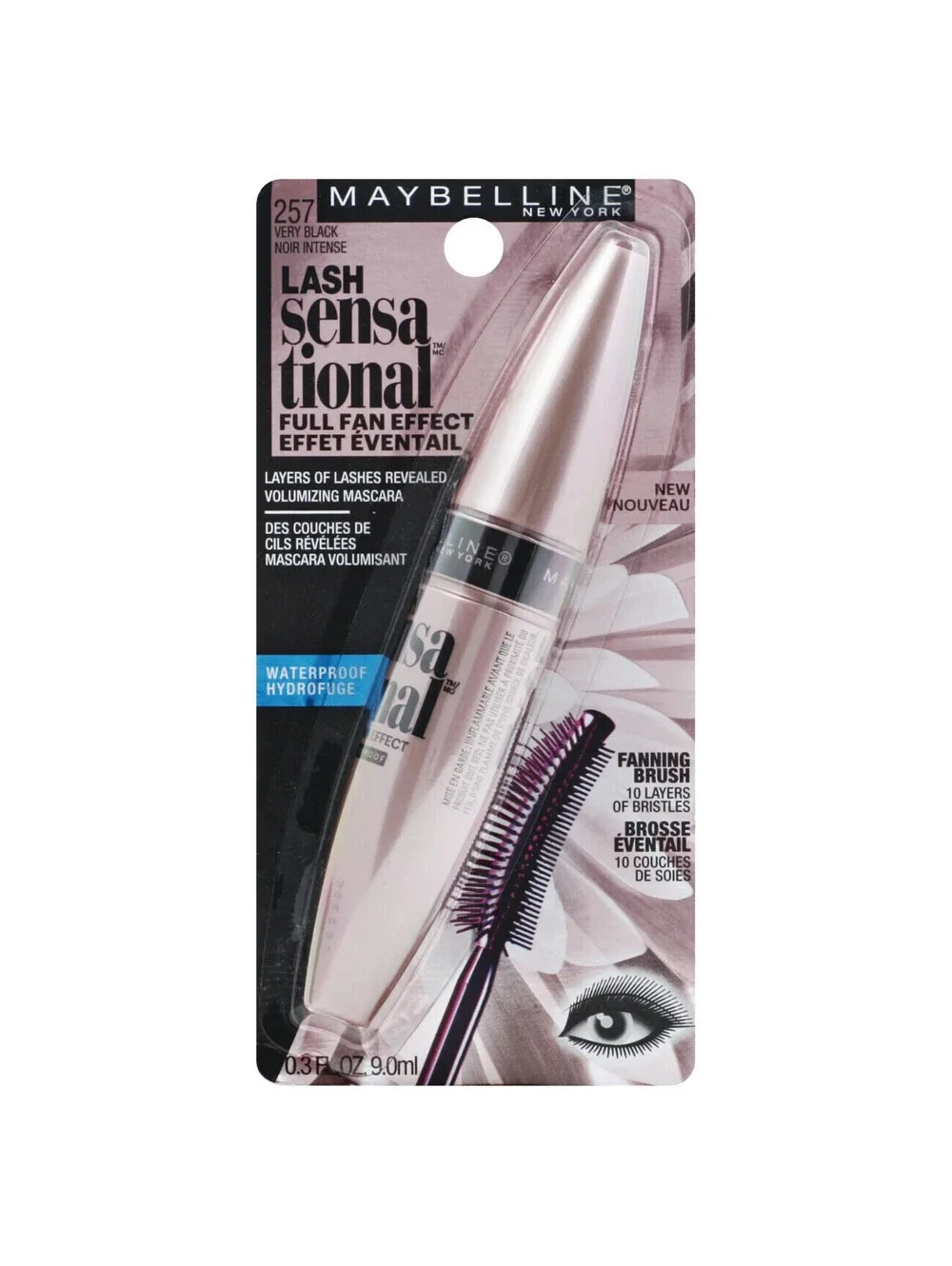 NEW Maybelline Lash Sensational Full Fan Waterproof Mascara 257 Black (Sealed)